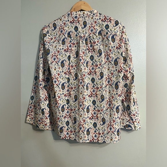 Zara Womens Lightweight Boho Multicolor Bell Sleeve V neck Blouse Sz S - Picture 2 of 9